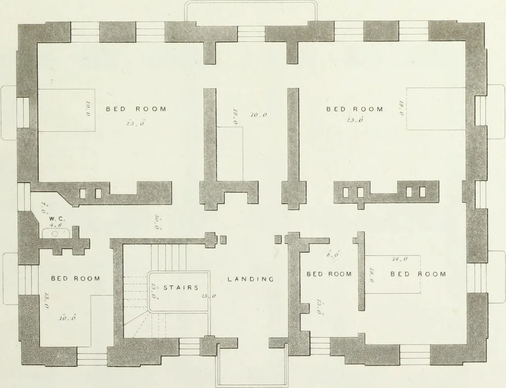 An illustration from Domestic architecture, being a series of designs for mansions, villas, rectory houses, parsonage houses, bailiffs' lodge, gardener's lodge, game-keeper's lodge, park gate lodges, etc. in the Grecian, Italian, and old English styles of architecture. With observations on the appropriate choice of site; the whole designed with strict reference to the practicability of erection, and with due attention to the important consideration of uniting elegance, convenience and domestic comfort with economy ... With accurate estimates appended to each design, 1833, leaf 95