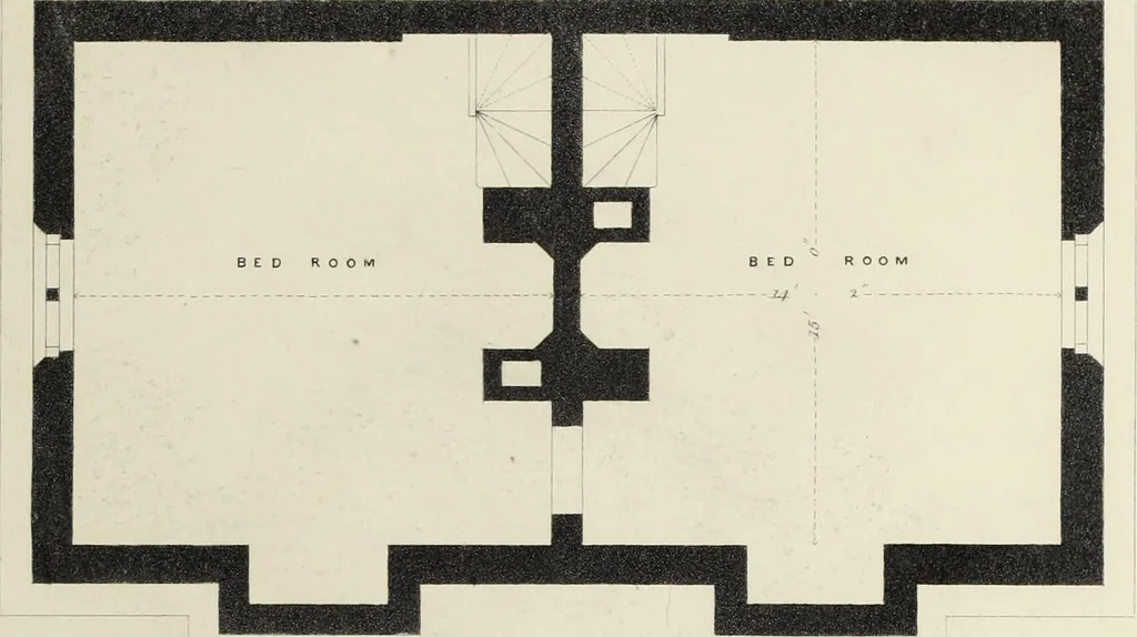 An illustration from Domestic architecture, being a series of designs, for mansions, villas, rectory houses, parsonage houses, bailiff's lodge, gardener's lodge, game-keeper's lodge, park-gate lodges, etc., in the Grecian, Italian, and old English style of architecture : with observations on the appropriate choice of site, the whole designed with strict reference to the practicability of erection, and with due attention to the important consideration of uniting elegance, convenience and domestic comfort with economy, the whole being the result of upwards of thirty years professional experience : with accurate estimates appended to each design, 1850, leaf 120