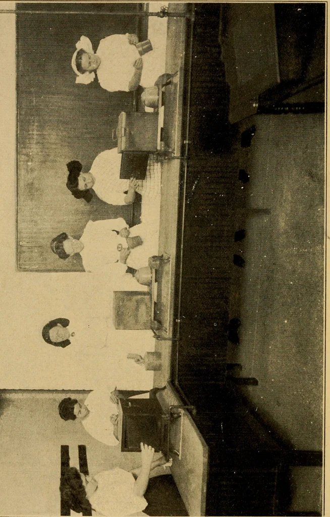 An illustration from Domestic science, a text in cooking and syllabus in sewing, prepared for use in the Kansas City elementary schools, yet eminently fitted for home work, 1911, leaf 7