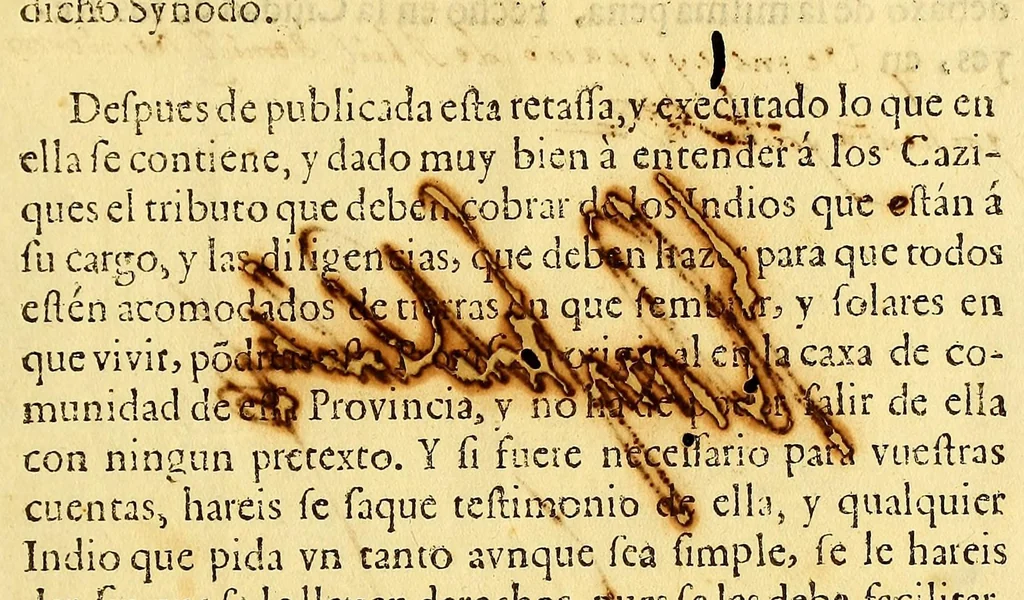 An illustration from Don Melchor de Navarra, y Rocafull, de el Orden de Alcantara, duque de la Palata, principe de Massa; : de los Consejos de Estado, y Guerra de su Magestad; virrey, governador, y capitan general de estos Reynos del Perù, Tierra-Firme, y Chile. &amp;c. A vos el corregidor de la Provincia de [in blank]. Bien sabeis q[ue] de muchos años à esta parte se ha reconocido la despoblacion grande à que han llegado todos los pueblos de estas dilatadas provincias de el Perú ., 1687, leaf 33