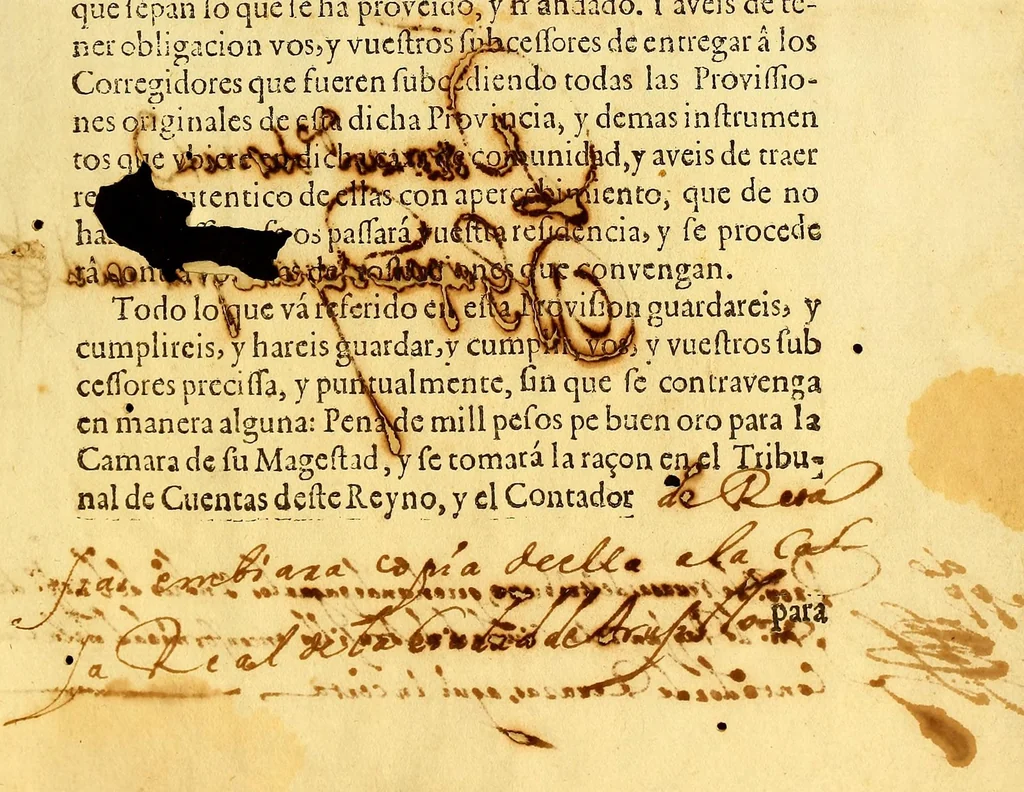 An illustration from Don Melchor de Navarra, y Rocafull, de el Orden de Alcantara, duque de la Palata, principe de Massa; : de los Consejos de Estado, y Guerra de su Magestad; virrey, governador, y capitan general de estos Reynos del Perù, Tierra-Firme, y Chile. &amp;c. A vos el corregidor de la Provincia de [in blank]. Bien sabeis q[ue] de muchos años à esta parte se ha reconocido la despoblacion grande à que han llegado todos los pueblos de estas dilatadas provincias de el Perú ., 1687, leaf 33
