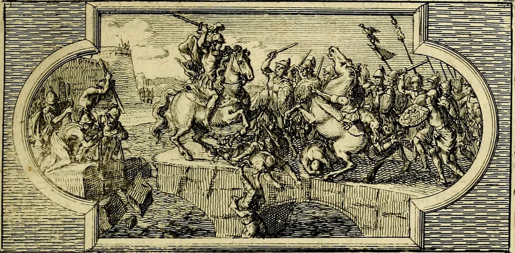 An illustration from Doorlugte voorbeelden der ouden : leerzaame zinnebeelden, nevens 't treurspel van L. Junius Brutus, vaderlyke gestrengheid, en verscheide gedigten, 1725, leaf 110