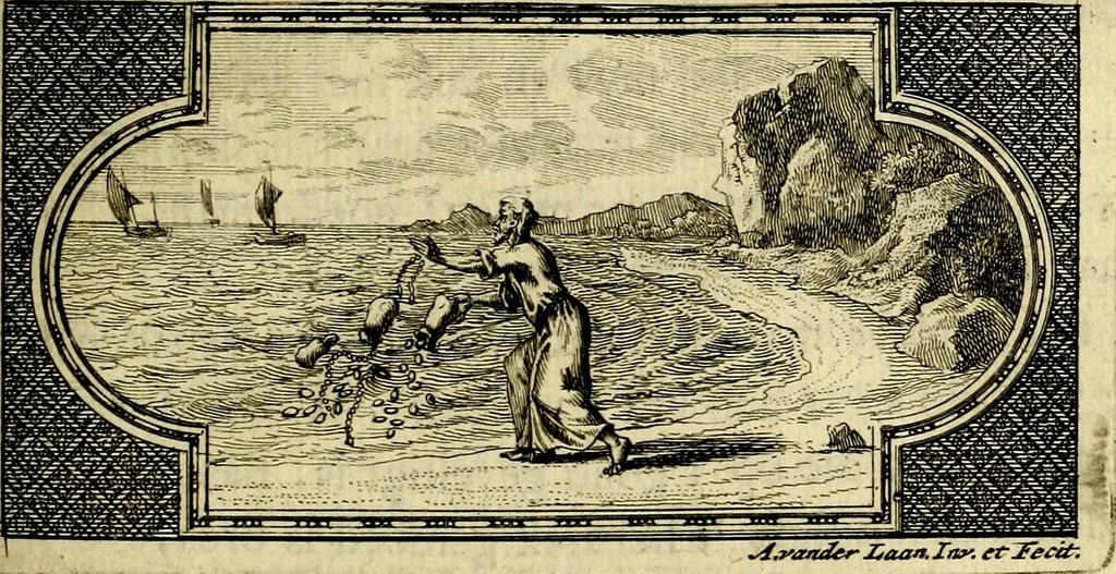 An illustration from Doorlugte voorbeelden der ouden : leerzaame zinnebeelden, nevens 't treurspel van L. Junius Brutus, vaderlyke gestrengheid, en verscheide gedigten, 1725, leaf 134