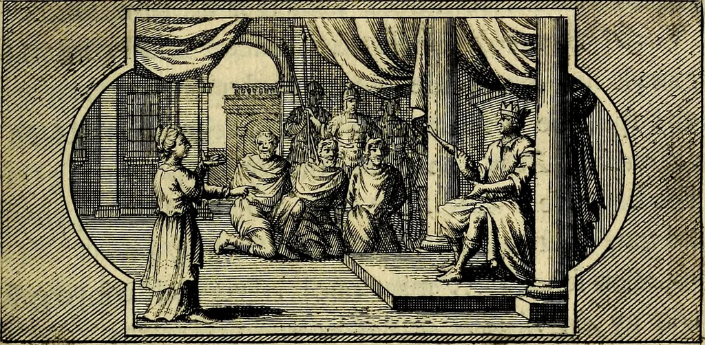 An illustration from Doorlugte voorbeelden der ouden : leerzaame zinnebeelden, nevens 't treurspel van L. Junius Brutus, vaderlyke gestrengheid, en verscheide gedigten, 1725, leaf 158