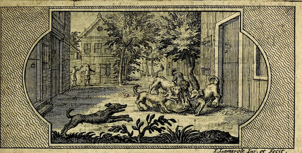 An illustration from Doorlugte voorbeelden der ouden : leerzaame zinnebeelden, nevens 't treurspel van L. Junius Brutus, vaderlyke gestrengheid, en verscheide gedigten, 1725, leaf 292