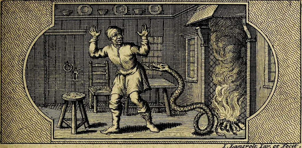 An illustration from Doorlugte voorbeelden der ouden : leerzaame zinnebeelden, nevens 't treurspel van L. Junius Brutus, vaderlyke gestrengheid, en verscheide gedigten, 1725, leaf 302