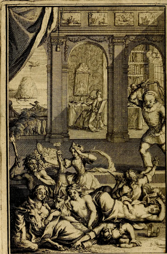 An illustration from Doorlugte voorbeelden der ouden : leerzaame zinnebeelden, nevens 't treurspel van L. Junius Brutus, vaderlyke gestrengheid, en verscheide gedigten, 1725, leaf 581