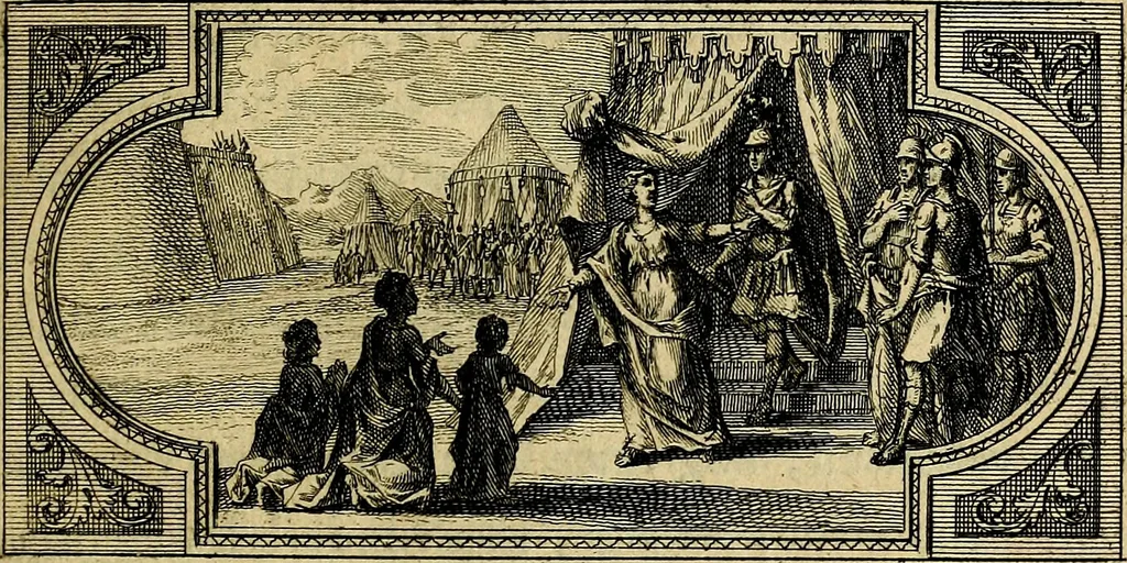 An illustration from Doorlugte voorbeelden der ouden : leerzaame zinnebeelden, nevens 't treurspel van L. Junius Brutus, vaderlyke gestrengheid, en verscheide gedigten, 1725, leaf 62