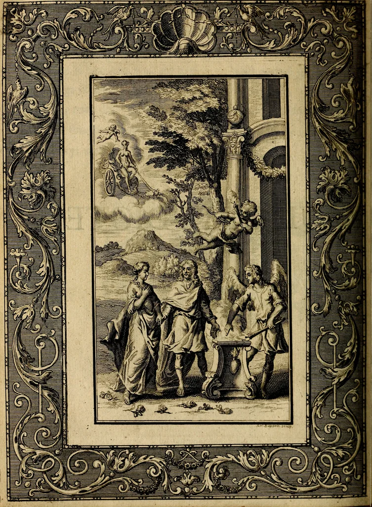 An illustration from Doorlugte voorbeelden der ouden : leerzaame zinnebeelden, nevens 't treurspel van L. Junius Brutus, vaderlyke gestrengheid, en verscheide gedigten, 1725, leaf 635