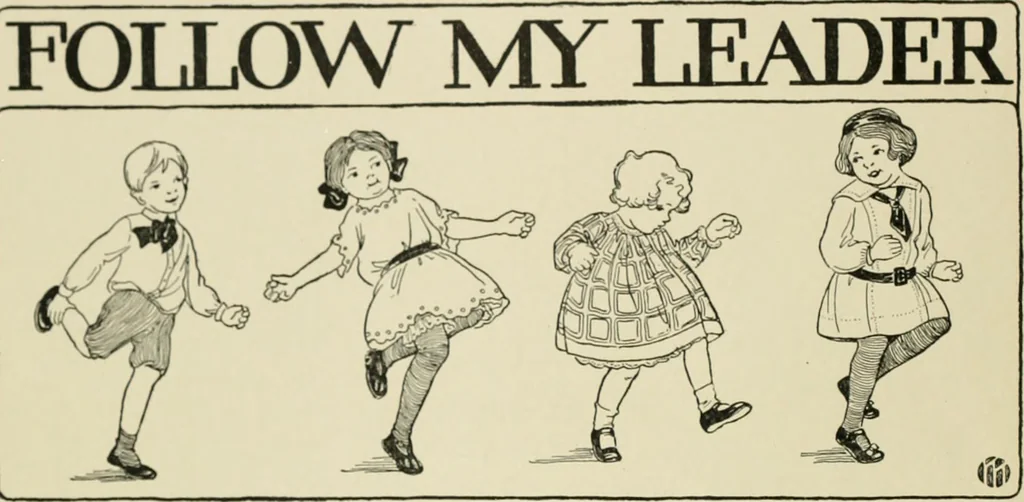 An illustration from Dramatic games and dances for little children, 1914, leaf 14