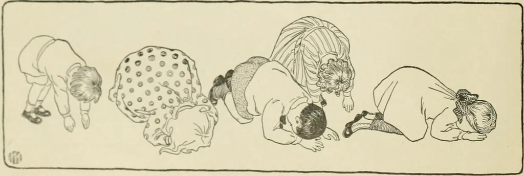 An illustration from Dramatic games and dances for little children, 1914, leaf 56