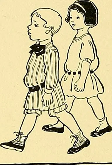 An illustration from Dramatic games and dances for little children, 1914, leaf 21