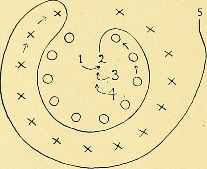 An illustration from Dramatic games and dances for little children, 1914, leaf 55