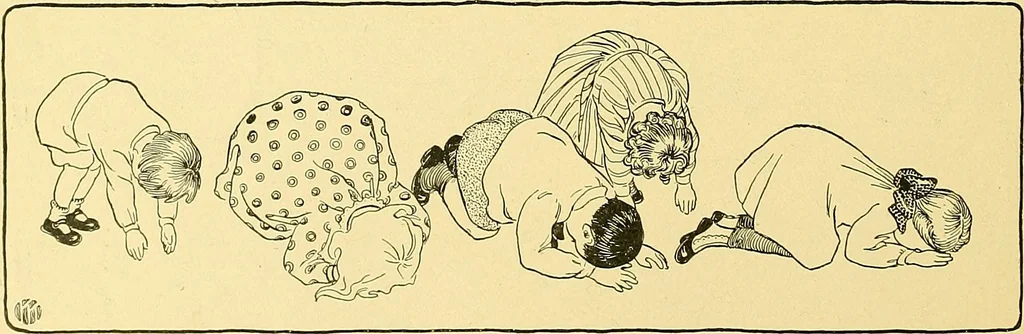 An illustration from Dramatic games and dances for little children, 1914, leaf 57
