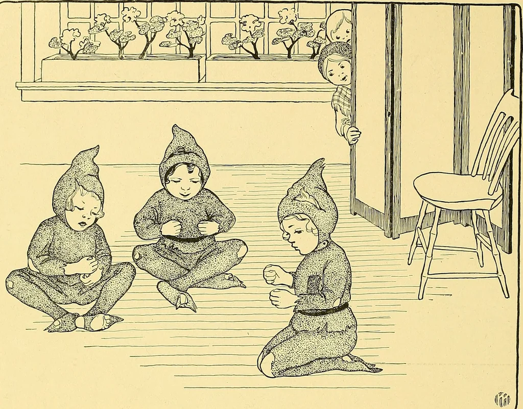 An illustration from Dramatic games and dances for little children, 1914, leaf 83