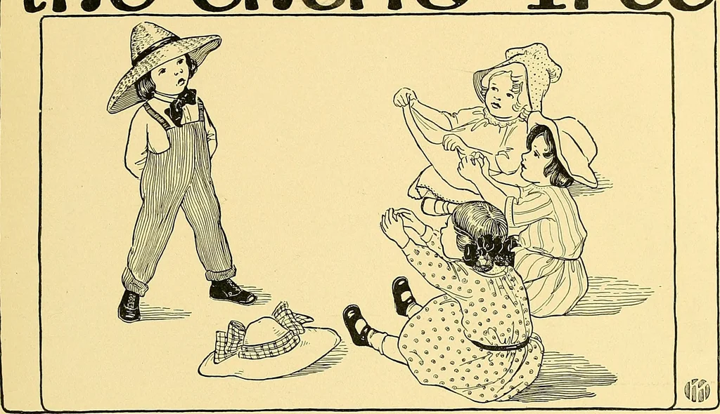 An illustration from Dramatic games and dances for little children, 1914, leaf 88
