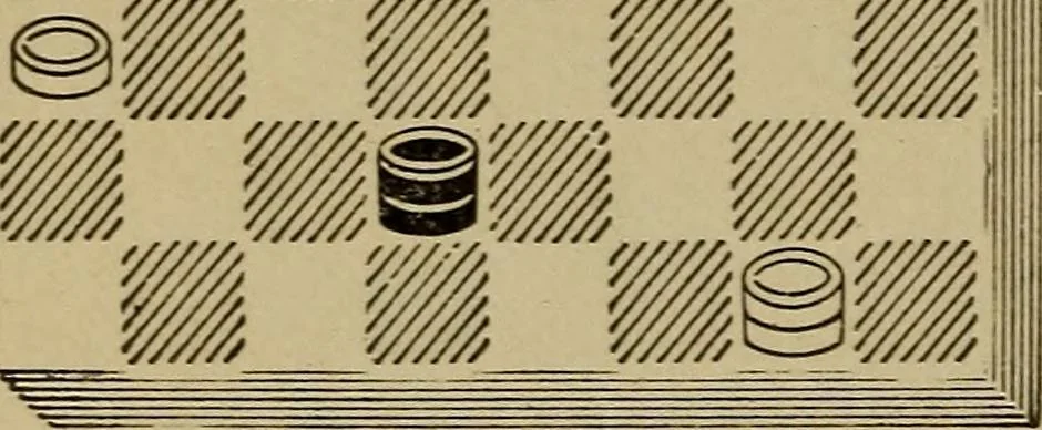 An illustration from Draughts : Gould's problems, critical positions and games by all the greatest players and composers of the world, the whole interspersed with notes on the positions / by Joseph Gould, 1895, leaf 111