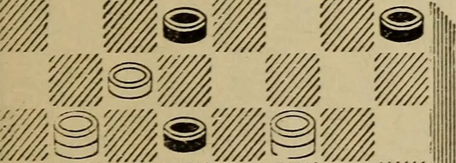 An illustration from Draughts : Gould's problems, critical positions and games by all the greatest players and composers of the world, the whole interspersed with notes on the positions / by Joseph Gould, 1895, leaf 118