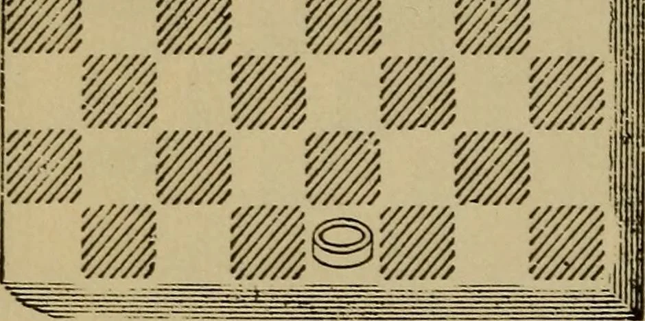 An illustration from Draughts : Gould's problems, critical positions and games by all the greatest players and composers of the world, the whole interspersed with notes on the positions / by Joseph Gould, 1895, leaf 119