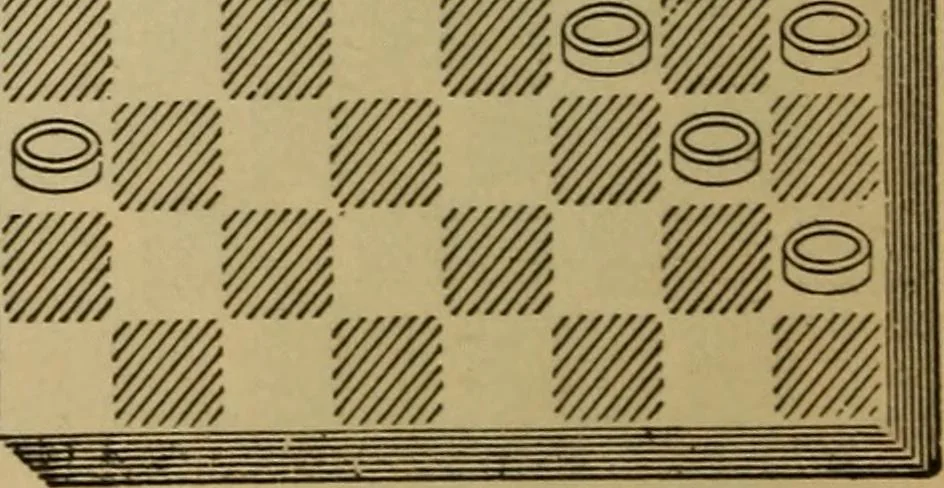 An illustration from Draughts : Gould's problems, critical positions and games by all the greatest players and composers of the world, the whole interspersed with notes on the positions / by Joseph Gould, 1895, leaf 131