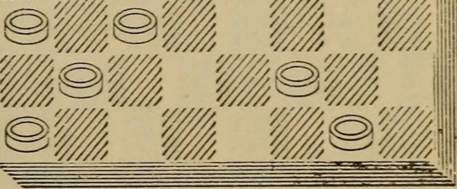 An illustration from Draughts : Gould's problems, critical positions and games by all the greatest players and composers of the world, the whole interspersed with notes on the positions / by Joseph Gould, 1895, leaf 138