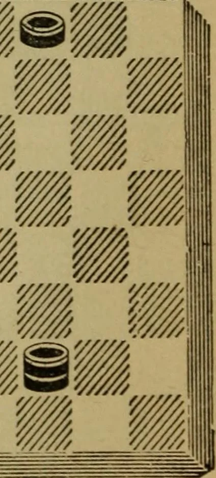 An illustration from Draughts : Gould's problems, critical positions and games by all the greatest players and composers of the world, the whole interspersed with notes on the positions / by Joseph Gould, 1895, leaf 149