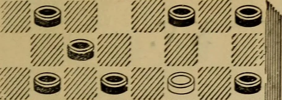 An illustration from Draughts : Gould's problems, critical positions and games by all the greatest players and composers of the world, the whole interspersed with notes on the positions / by Joseph Gould, 1895, leaf 160