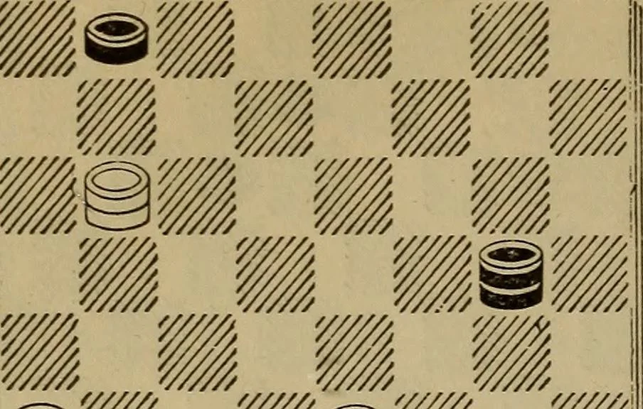 An illustration from Draughts : Gould's problems, critical positions and games by all the greatest players and composers of the world, the whole interspersed with notes on the positions / by Joseph Gould, 1895, leaf 163