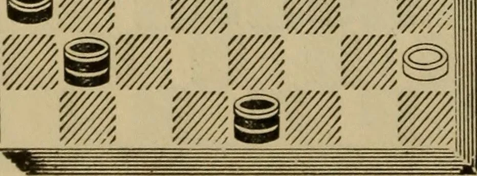 An illustration from Draughts : Gould's problems, critical positions and games by all the greatest players and composers of the world, the whole interspersed with notes on the positions / by Joseph Gould, 1895, leaf 163