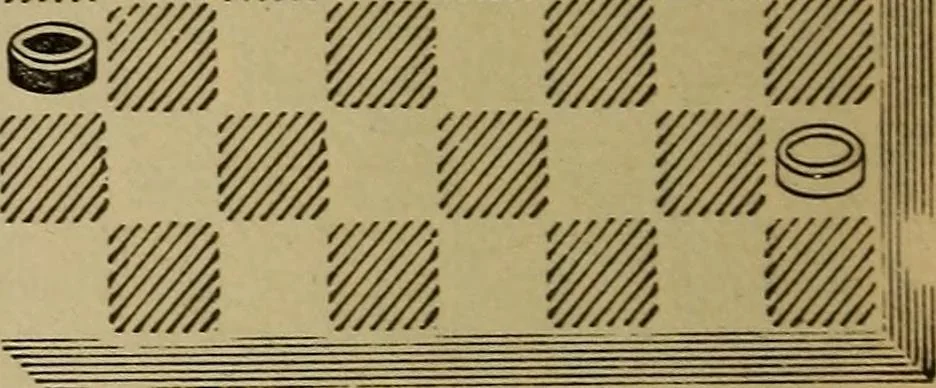 An illustration from Draughts : Gould's problems, critical positions and games by all the greatest players and composers of the world, the whole interspersed with notes on the positions / by Joseph Gould, 1895, leaf 165