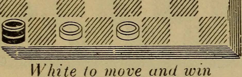 An illustration from Draughts : Gould's problems, critical positions and games by all the greatest players and composers of the world, the whole interspersed with notes on the positions / by Joseph Gould, 1895, leaf 169