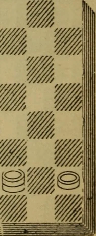 An illustration from Draughts : Gould's problems, critical positions and games by all the greatest players and composers of the world, the whole interspersed with notes on the positions / by Joseph Gould, 1895, leaf 173