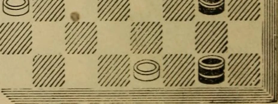 An illustration from Draughts : Gould's problems, critical positions and games by all the greatest players and composers of the world, the whole interspersed with notes on the positions / by Joseph Gould, 1895, leaf 175
