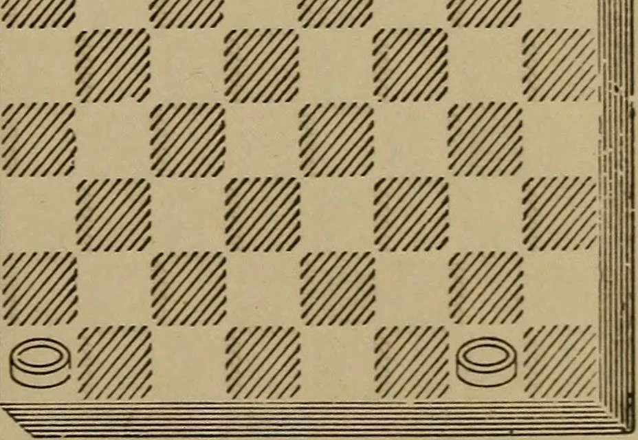 An illustration from Draughts : Gould's problems, critical positions and games by all the greatest players and composers of the world, the whole interspersed with notes on the positions / by Joseph Gould, 1895, leaf 20