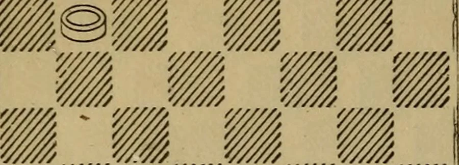 An illustration from Draughts : Gould's problems, critical positions and games by all the greatest players and composers of the world, the whole interspersed with notes on the positions / by Joseph Gould, 1895, leaf 25