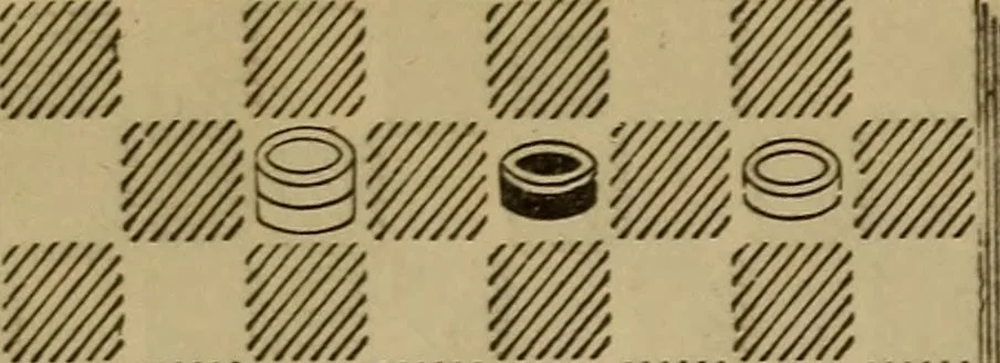 An illustration from Draughts : Gould's problems, critical positions and games by all the greatest players and composers of the world, the whole interspersed with notes on the positions / by Joseph Gould, 1895, leaf 27
