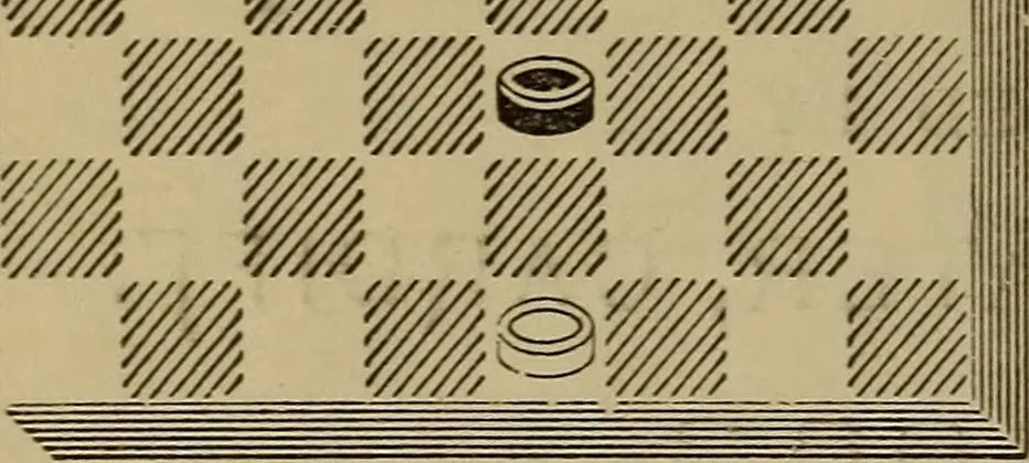 An illustration from Draughts : Gould's problems, critical positions and games by all the greatest players and composers of the world, the whole interspersed with notes on the positions / by Joseph Gould, 1895, leaf 31