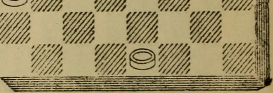 An illustration from Draughts : Gould's problems, critical positions and games by all the greatest players and composers of the world, the whole interspersed with notes on the positions / by Joseph Gould, 1895, leaf 359
