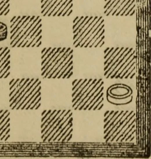 An illustration from Draughts : Gould's problems, critical positions and games by all the greatest players and composers of the world, the whole interspersed with notes on the positions / by Joseph Gould, 1895, leaf 360