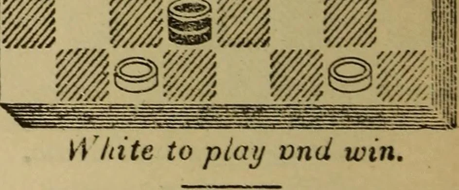 An illustration from Draughts : Gould's problems, critical positions and games by all the greatest players and composers of the world, the whole interspersed with notes on the positions / by Joseph Gould, 1895, leaf 361