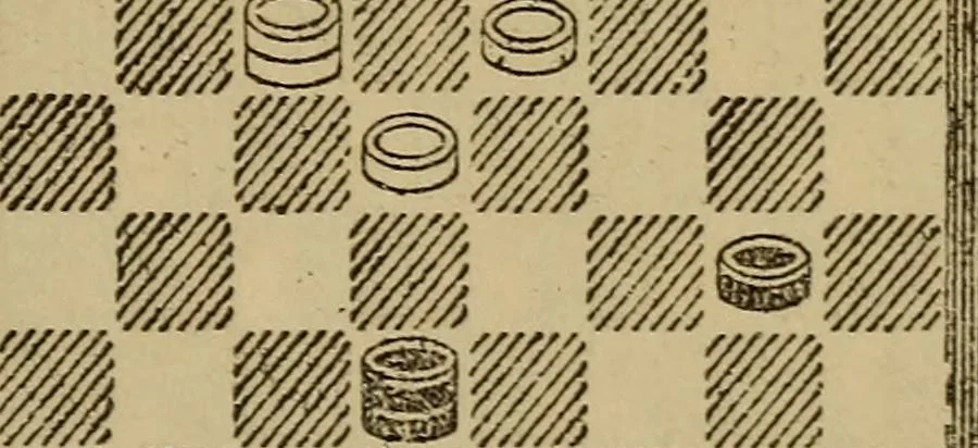 An illustration from Draughts : Gould's problems, critical positions and games by all the greatest players and composers of the world, the whole interspersed with notes on the positions / by Joseph Gould, 1895, leaf 362