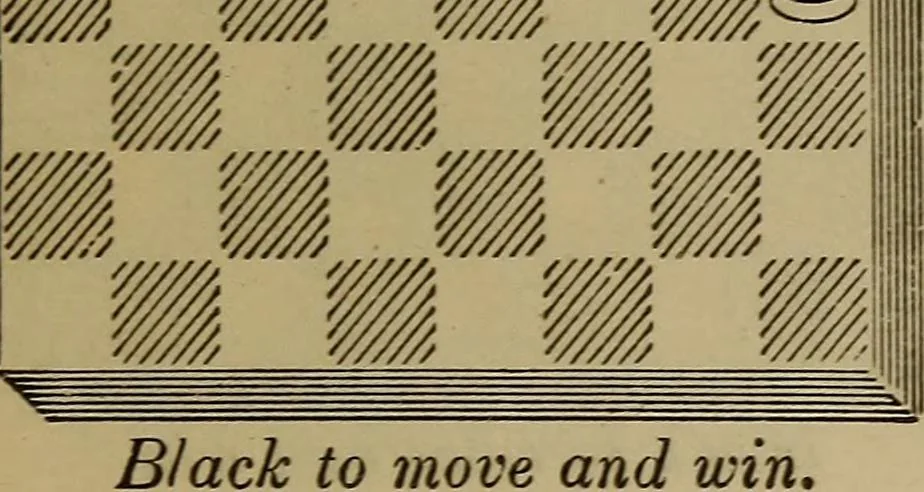 An illustration from Draughts : Gould's problems, critical positions and games by all the greatest players and composers of the world, the whole interspersed with notes on the positions / by Joseph Gould, 1895, leaf 42