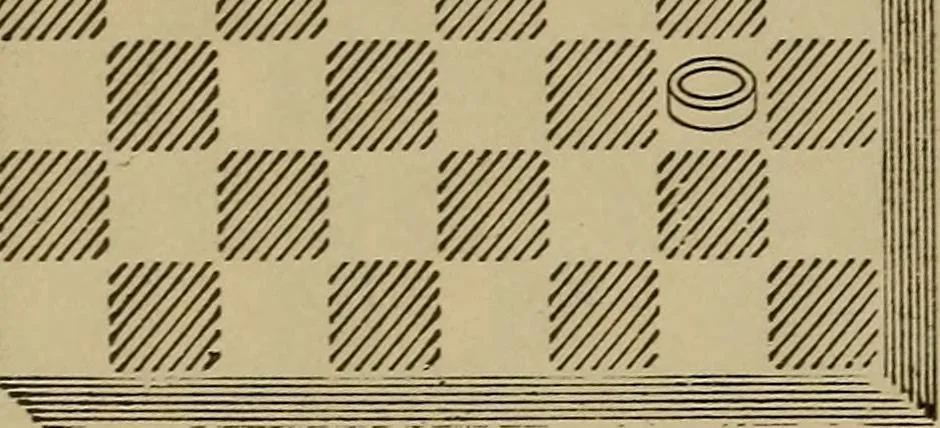 An illustration from Draughts : Gould's problems, critical positions and games by all the greatest players and composers of the world, the whole interspersed with notes on the positions / by Joseph Gould, 1895, leaf 45