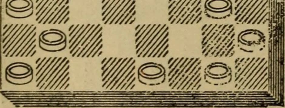 An illustration from Draughts : Gould's problems, critical positions and games by all the greatest players and composers of the world, the whole interspersed with notes on the positions / by Joseph Gould, 1895, leaf 53