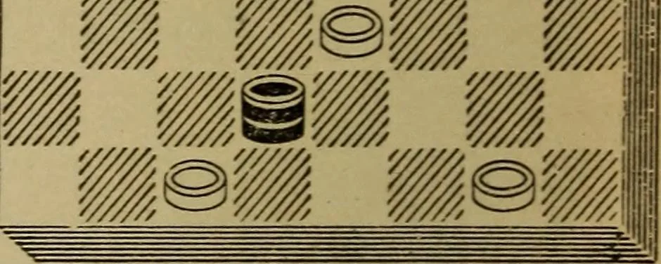 An illustration from Draughts : Gould's problems, critical positions and games by all the greatest players and composers of the world, the whole interspersed with notes on the positions / by Joseph Gould, 1895, leaf 61