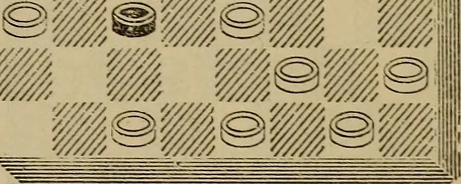 An illustration from Draughts : Gould's problems, critical positions and games by all the greatest players and composers of the world, the whole interspersed with notes on the positions / by Joseph Gould, 1895, leaf 64