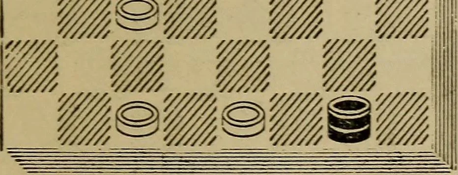 An illustration from Draughts : Gould's problems, critical positions and games by all the greatest players and composers of the world, the whole interspersed with notes on the positions / by Joseph Gould, 1895, leaf 80