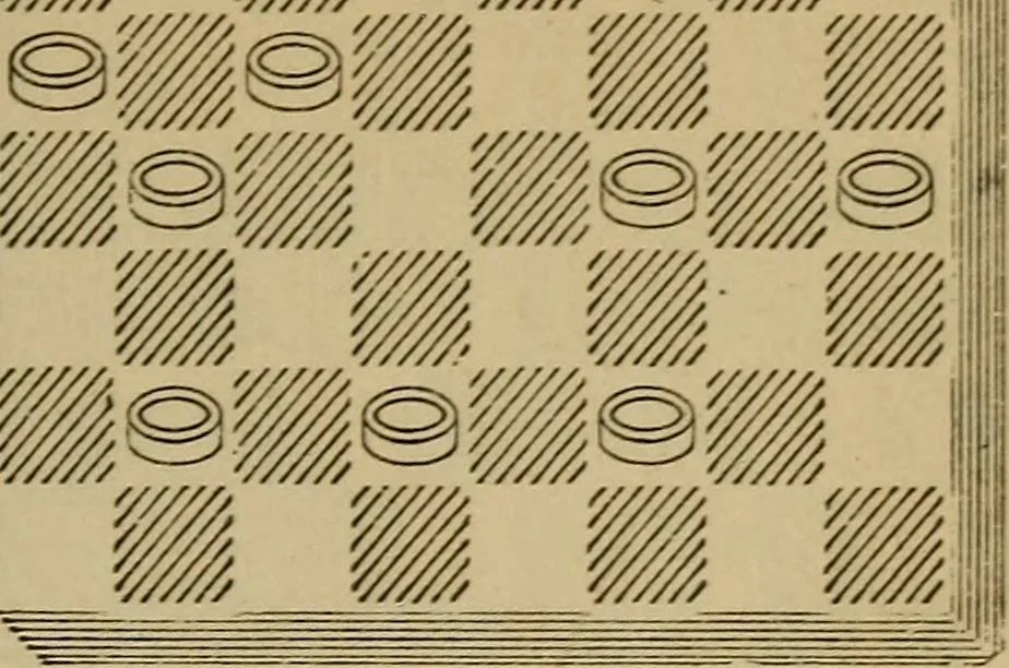 An illustration from Draughts : Gould's problems, critical positions and games by all the greatest players and composers of the world, the whole interspersed with notes on the positions / by Joseph Gould, 1895, leaf 86