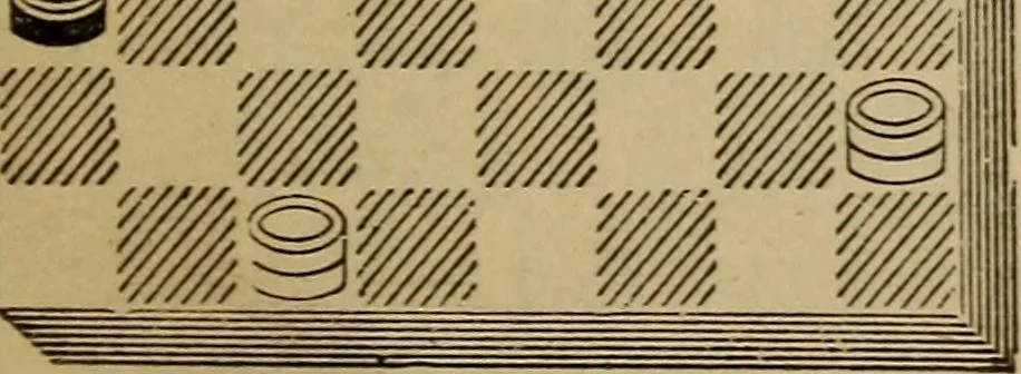 An illustration from Draughts : Gould's problems, critical positions and games by all the greatest players and composers of the world, the whole interspersed with notes on the positions / by Joseph Gould, 1895, leaf 98