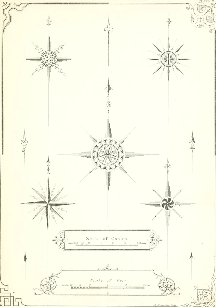 An illustration from The draughtsman's handbook of plan and map drawing, including instructions for the preparation of engineering, architectural, and mechanical drawings, 1874, leaf 187